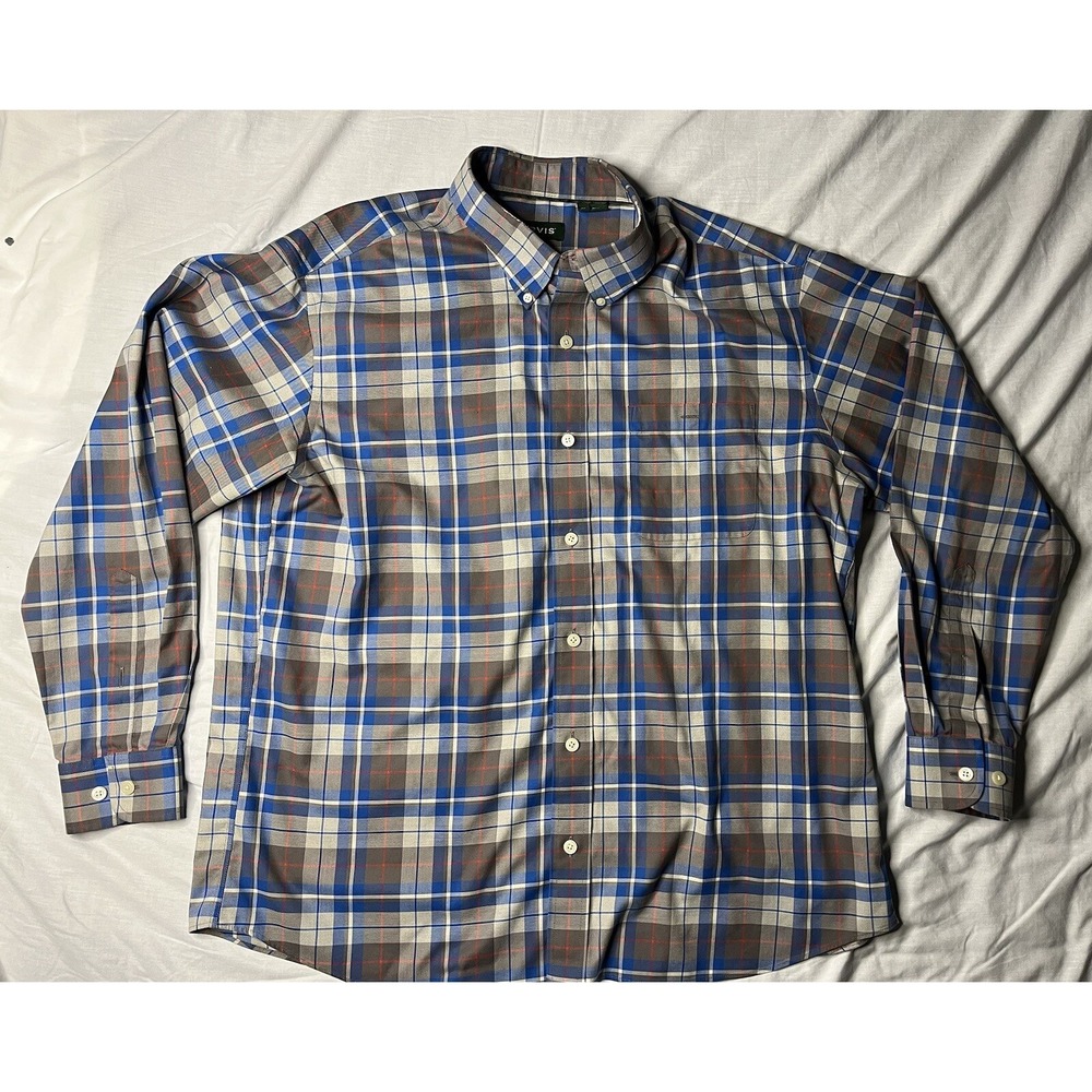 Orvis Shirt Men's Size XL Plaid Long Sleeve Button Down Stripped Multi Colored